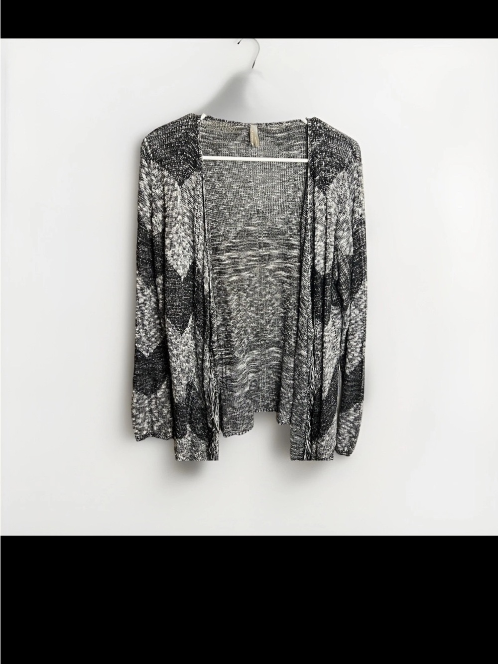 Vanity Black and White Open-Front Knit Cardigan